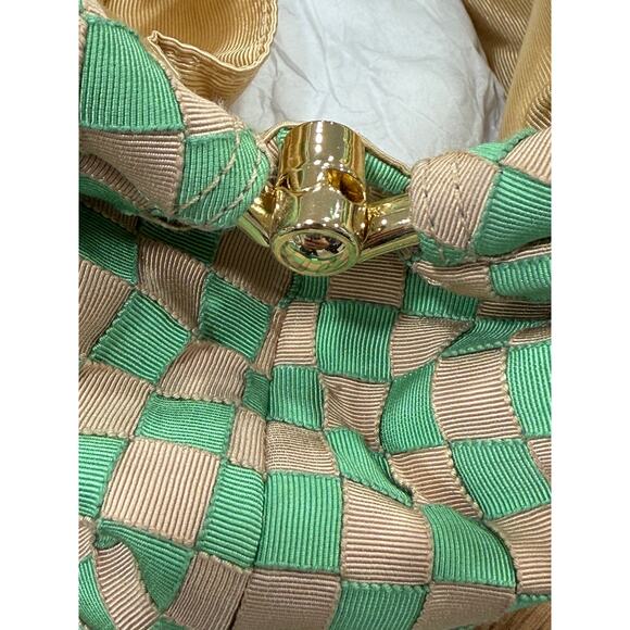 Loeffler Randall Woven Ribbon Crossbody Bag Green Tan Checkered NEW w/ Dust Bag - Picture 6 of 12